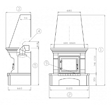 Каминная облицовка ABX Glasgow Klasik (цоколь песчаник, деревянная балка)